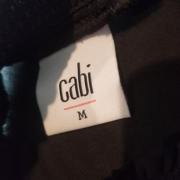 CAbi #5338 Womens Long Sleeve Sheer Blouse Top Medium Black Floral Embroidered - Picture 4 of 9